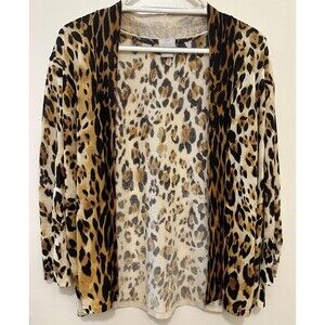 Chicos Women’s Cheetah Print Cardigan Long sleeve animal spotted Size Large